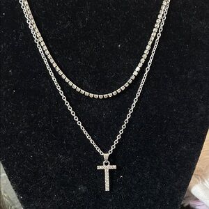 Dazzling Silver Cross Pendant Necklace